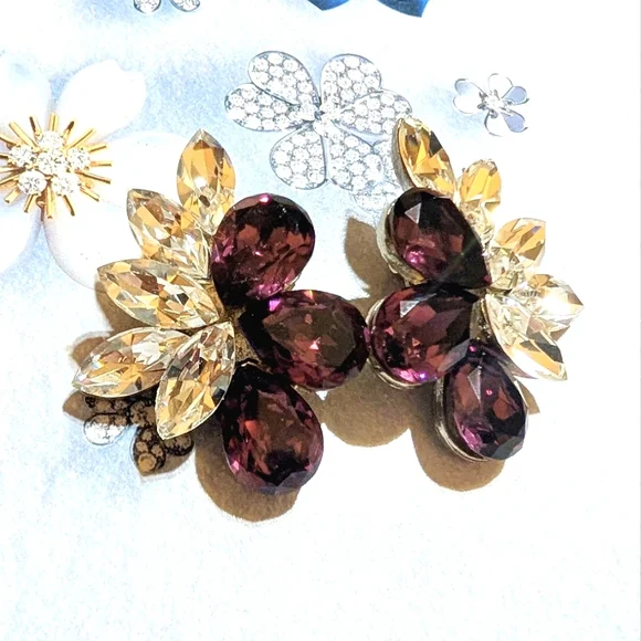 1980s Designer Signed Todd Anthony Crystal Runway Style Earrings - Picture 4 of 5